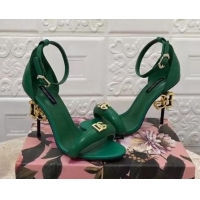 Classic Hot Dolce & Gabbana DG Calfskin High Heel Sandals 10.5cm Green 2022 050716