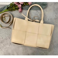 Well Crafted Bottega Veneta ARCO TOTE Small intrecciato grained leather tote bag 652867 apricot