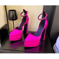 Stylish Versace Silk High Heel Platform Pumps 15.5cm Fuchsia Pink 052571