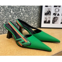 Best Grade Versace Lambskin Slingback Pumps 7cm Green 052580