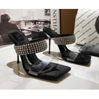 Purchase Alexander Wang Cashmere and Crystal Mules Sandals 10cm Black 121304