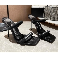 Good Quality Alexander Wang Cotton Mules Sandals 10cm Black/White 121306