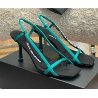 Most Popular Alexander Wang Satin Strap High Heel Sandals 9.5cm Green 021957