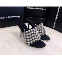 Sumptuous Alexander Wang Crystal Slide Sandals 10.5cm Silver 031904