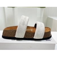 Stylish Alexander Wang Fabric Flat Slide Sandals Grey 0527132