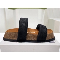 Luxury Alexander Wang Fabric Flat Slide Sandals Black 0527133