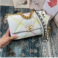 Famous Brand Chanel 19 flap bag AS1160 White&Rainbow line