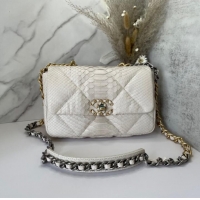 Luxury Discount CHANEL 19 Flap Bag Original Snake skin flap bag AS1160 Cream