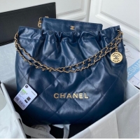 Promotional Chanel Calf leather shopping bag AS3261 dark blue