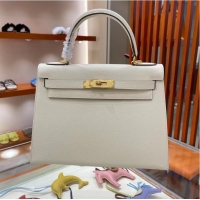 Super Quality Hermes Kelly 28cm Shoulder Bags Epsom Leather KL28 creamy-white Gold hardware