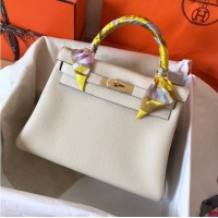 New Style Hermes Kelly 28cm Shoulder Bags Togo Leather KL28 Cream White