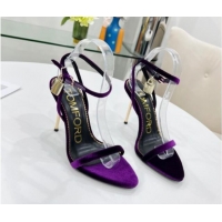 Purchase Tom Ford Velvet Padlock Pointy Naked Sandals 105mm Heel Purple 0402059