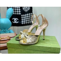 Best Price Gucci Glazed Leather Sandals 10.5cm Gold 052304