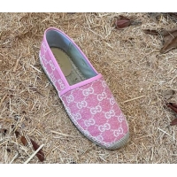 Luxury Gucci Jacquard Denim Espadrilles Pink 052310