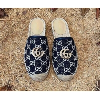 Best Grade Gucci Jacquard Denim Espadrille Mules Dark Blue 052311