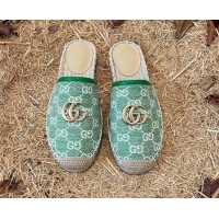 Sumptuous Gucci Jacquard Denim Espadrille Mules Green 052312