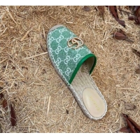 Sumptuous Gucci Jacquard Denim Espadrille Mules Green 052312