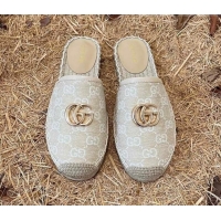 Perfect Gucci Jacquard Denim Espadrille Mules Beige 052313