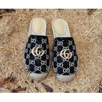 Good Quality Gucci Jacquard Denim Espadrille Mules Black 052314