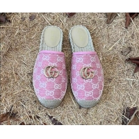 Best Product Gucci Jacquard Denim Espadrille Mules Pink 052315