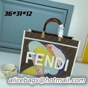 Modern Fendi Tote Fabric Graffiti Print Shopping Bag 0001