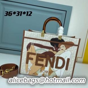 Stylish Fendi Tote Fabric Graffiti Print Shopping Bag 0002