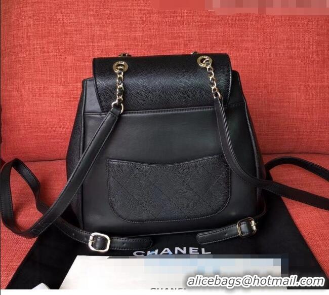 Promotional Chanel Grained Calfskin Drawstring Backpack C11327 Black 2021