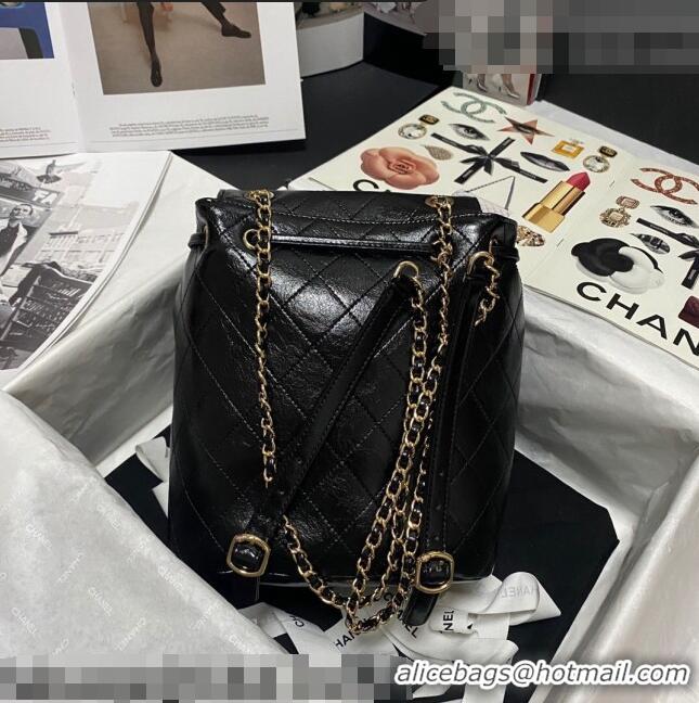 Promotional Chanel Grained Calfskin Drawstring Backpack C11327 Black 2021