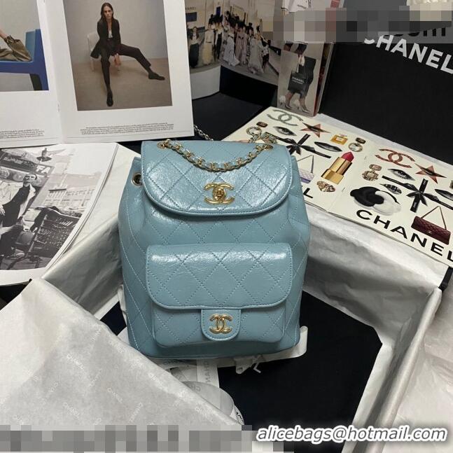 Famous Brand Chanel Crumpled Wax Calfskin Backpack AS1372 Blue 2021