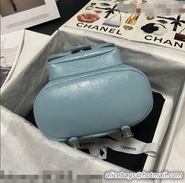 Famous Brand Chanel Crumpled Wax Calfskin Backpack AS1372 Blue 2021