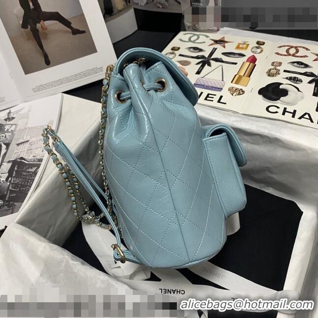 Famous Brand Chanel Crumpled Wax Calfskin Backpack AS1372 Blue 2021