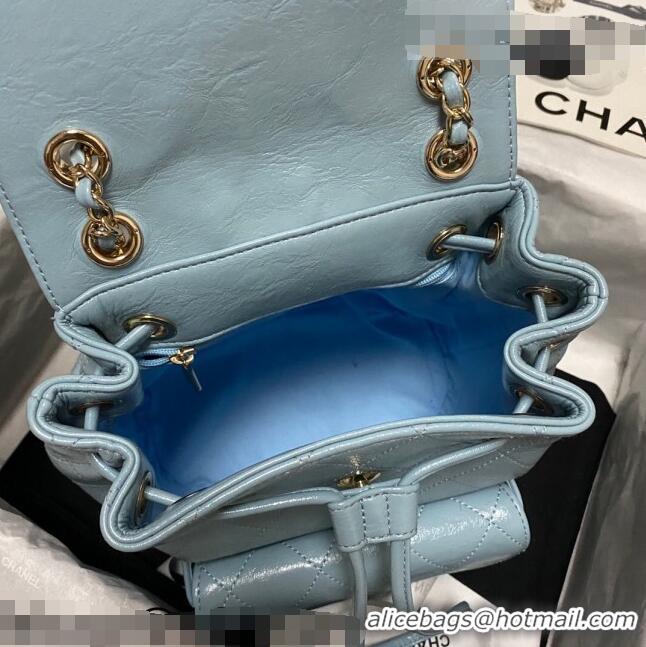 Famous Brand Chanel Crumpled Wax Calfskin Backpack AS1372 Blue 2021