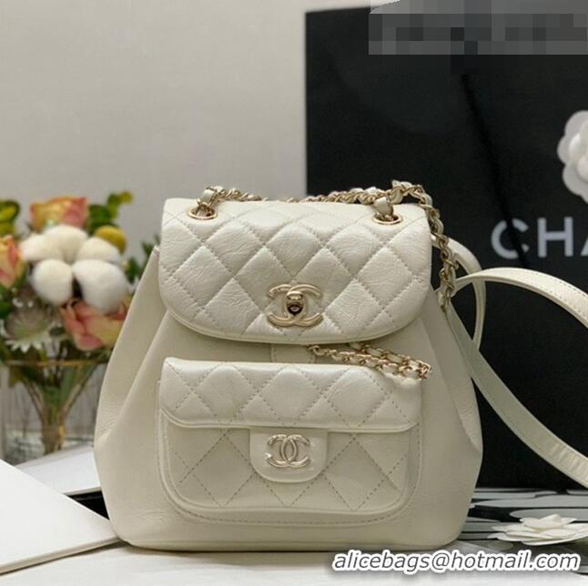 Promotional Chanel Duma Calfskin Mini Backpack C12546 White 2021