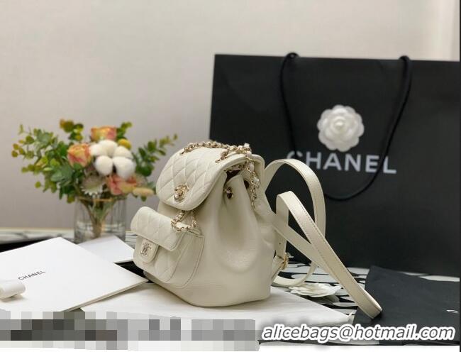 Promotional Chanel Duma Calfskin Mini Backpack C12546 White 2021