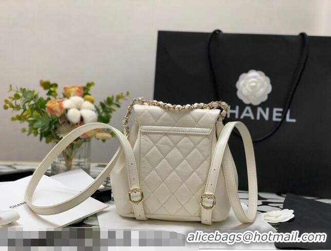 Promotional Chanel Duma Calfskin Mini Backpack C12546 White 2021