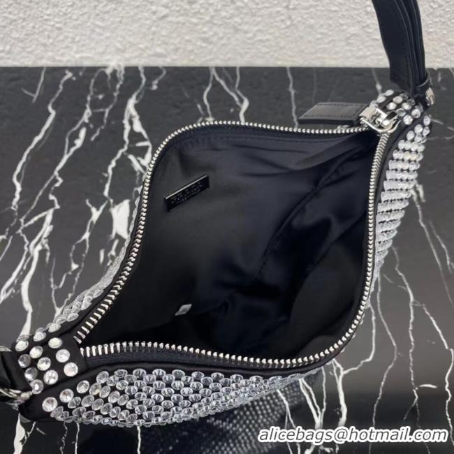 Perfect Prada crystal handbag 1VH243 black