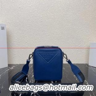 Discount Prada Leather bag with shoulder strap 2BQ354 blue