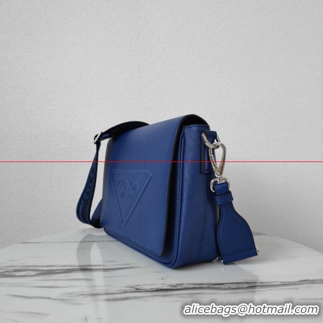 Low Price Prada Leather bag with shoulder strap 2BV031 blue