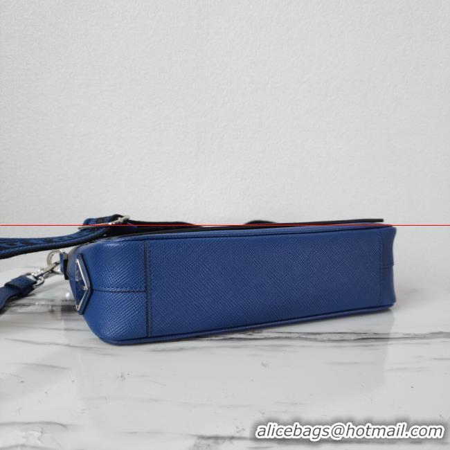 Low Price Prada Leather bag with shoulder strap 2BV031 blue