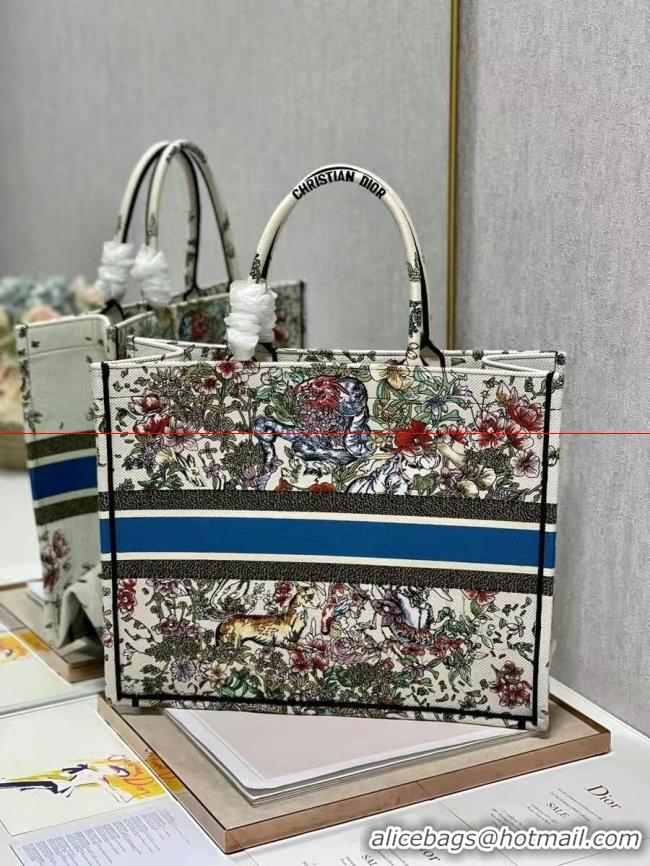 Super Quality DIOR BOOK TOTE Embroidery C1286-30 white