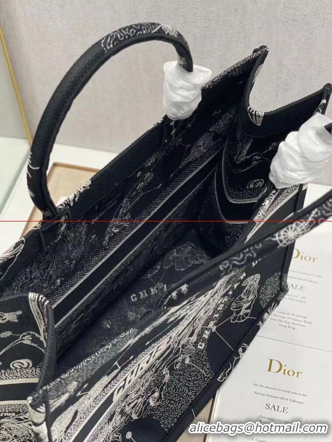 Top Quality DIOR BOOK TOTE Embroidery C1286-31 black