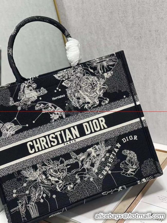 Top Quality DIOR BOOK TOTE Embroidery C1286-31 black