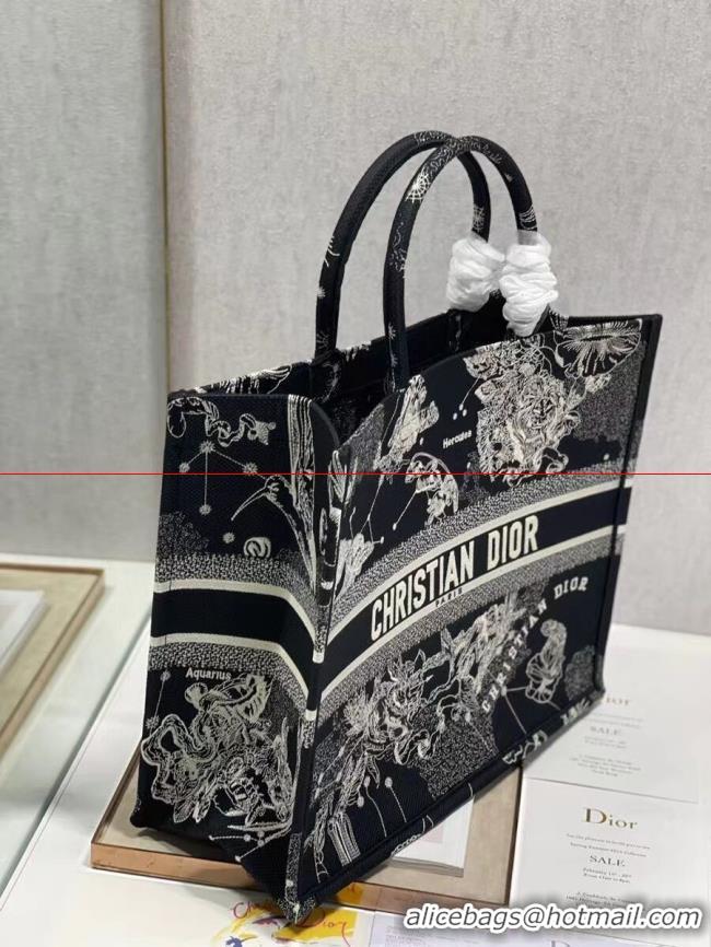 Top Quality DIOR BOOK TOTE Embroidery C1286-31 black