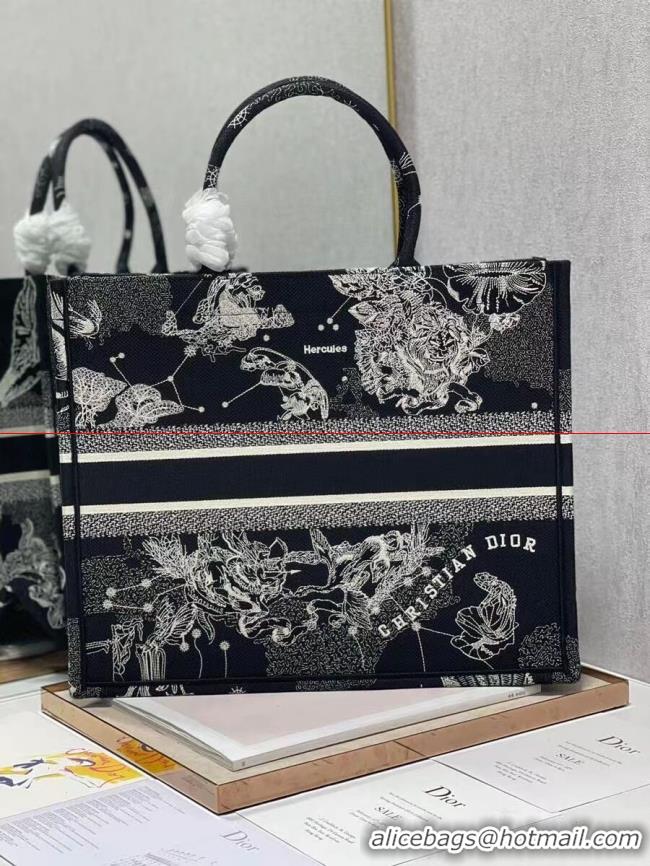 Top Quality DIOR BOOK TOTE Embroidery C1286-31 black