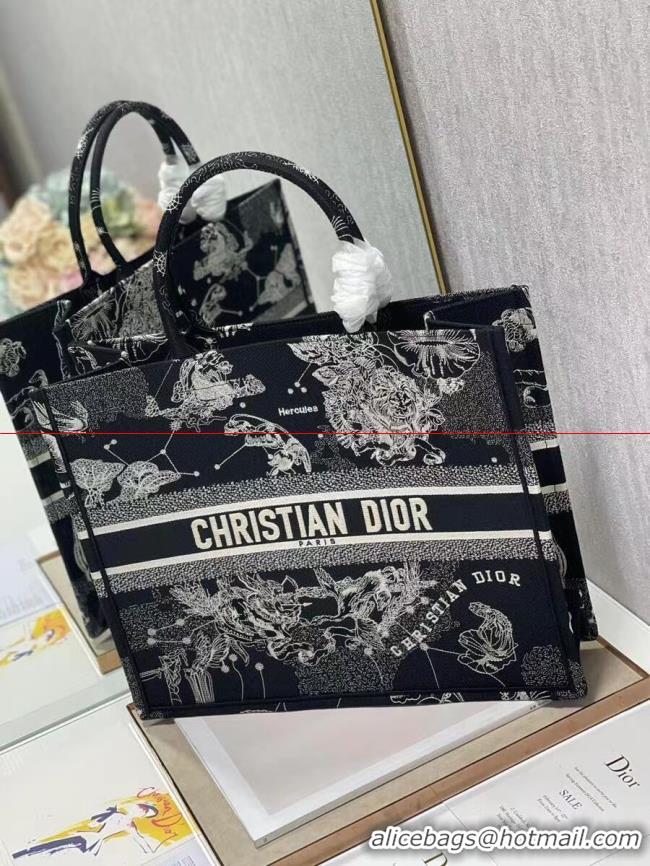 Top Quality DIOR BOOK TOTE Embroidery C1286-31 black