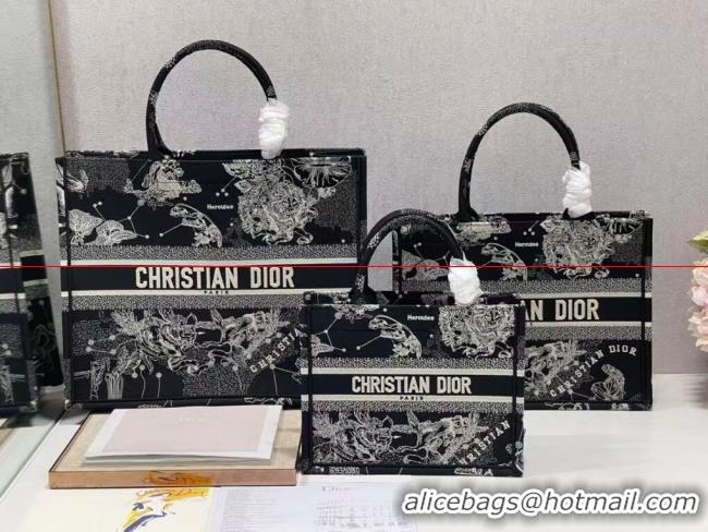 Top Quality DIOR BOOK TOTE Embroidery C1286-31 black