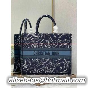 New Style DIOR BOOK TOTE Embroidery C1286-32 blue