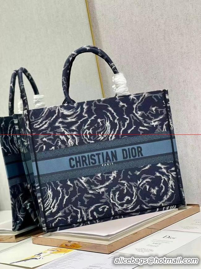 New Style DIOR BOOK TOTE Embroidery C1286-32 blue