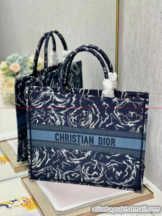 New Style DIOR BOOK TOTE Embroidery C1286-32 blue