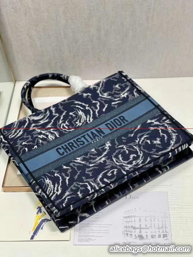 New Style DIOR BOOK TOTE Embroidery C1286-32 blue